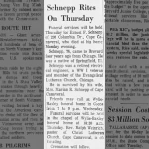 Obituary_Schnepp, Ernest F